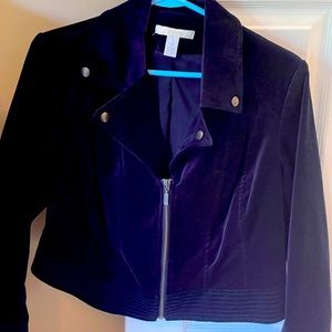 chico’s navy velveteen moto style jacket
